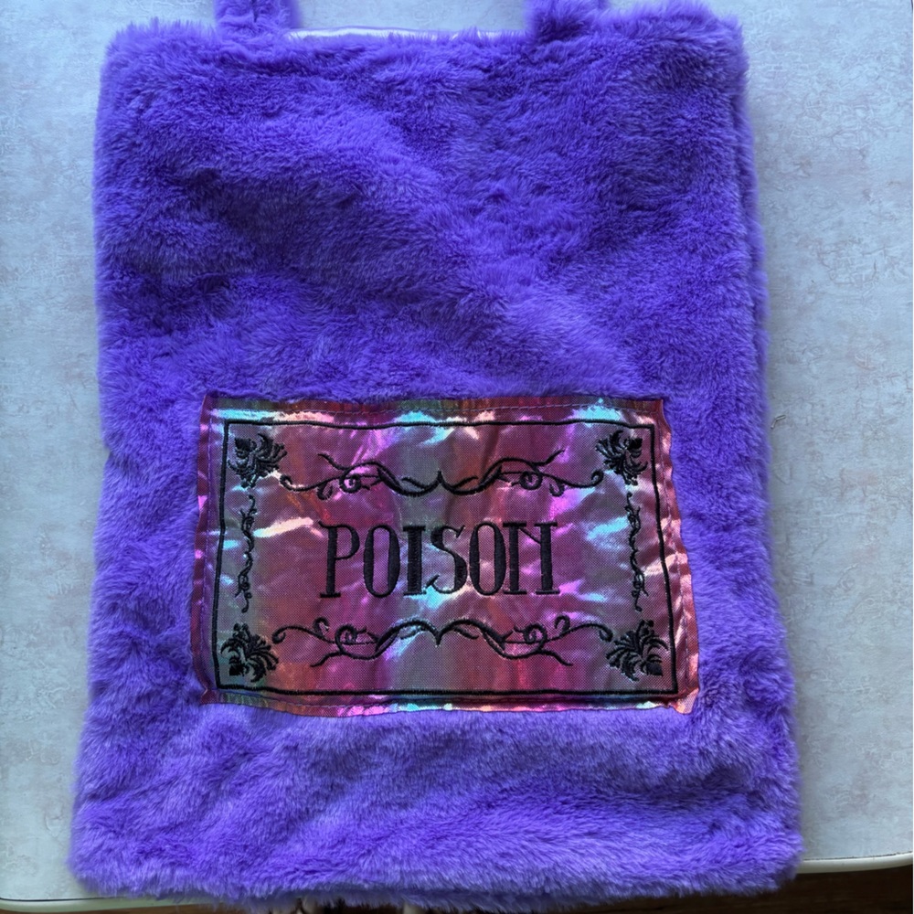 Purple Faux Fur Blanket with Iridescent Patch